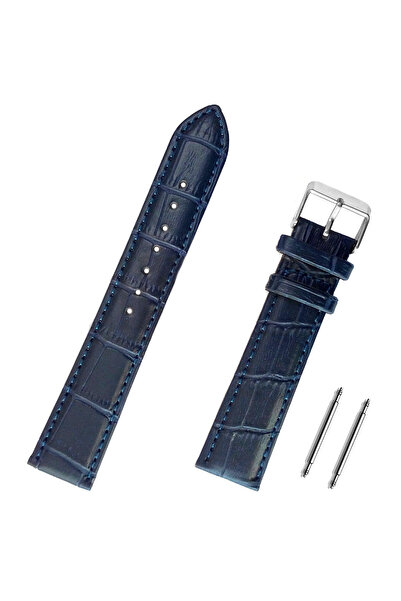 Chrono حزام ساعة تمساح باللون الأزرق الداكن مقاس 20 مم مضاد للحساسية