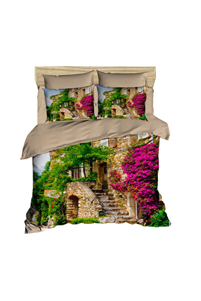 Fabeteks Lavender House View 3D Double Duvet Cover Pillow Set