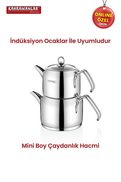 Kahramanlar Delux Mini Size Platinum 4 Piece Teapot Set
