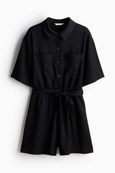 H&M Textured jersey playsuit