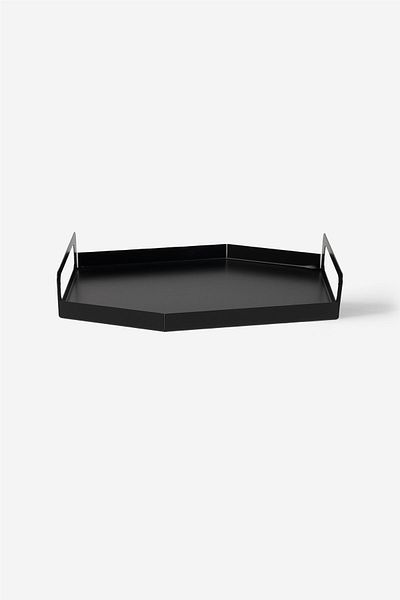 Rarart Concept Black Metal Tea & Coffee Tray - Decorative Presentation Tray - Moderna Large