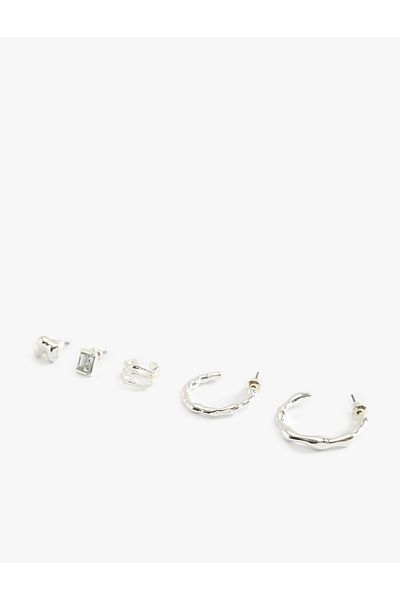 Koton Stone Detailed Hoop and Cartilage Earrings Set