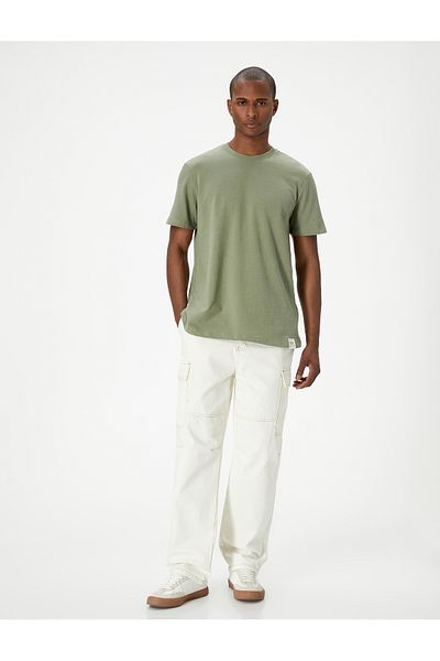 Koton Μπλουζάκι με κοντό μανίκι Crew Neck Basic - Label Printed, Textured