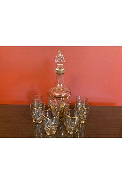 tayfuntufan antika koleksiyon 1960' s Fransız altın yaldızlı likör takımı kar...