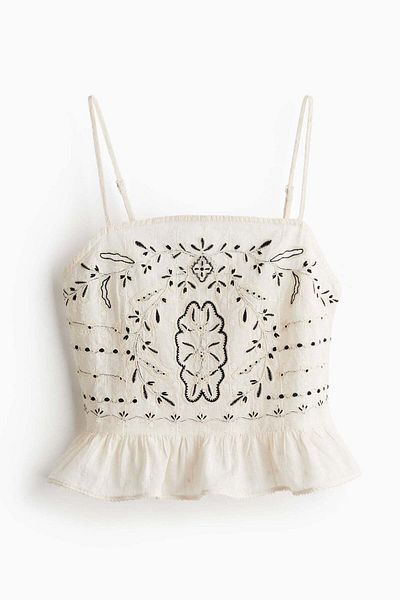 H&M Embroidered strappy top
