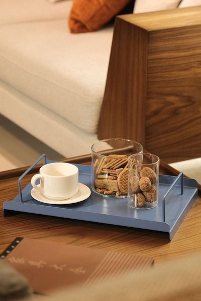 Rarart Concept Favorite Blue Metal Decorative Tray - Stylish Presentation Tray