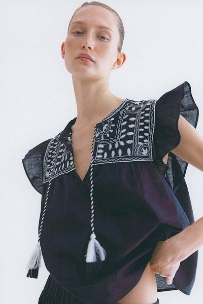 H&M Embroidered cotton blouse