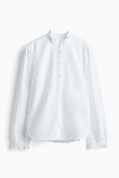 H&M Frill-trimmed Oxford Blouse