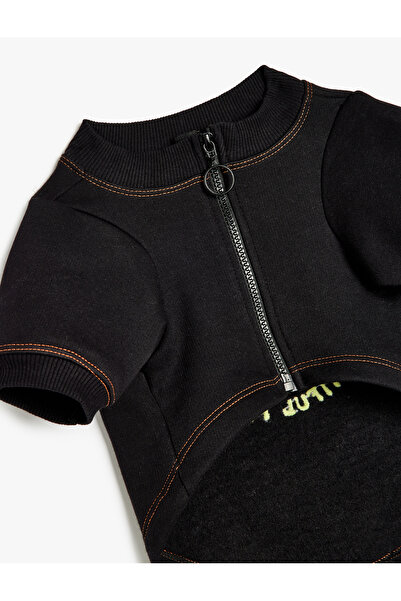 Koton Bisiklet Yaka Fermuarlı Şardonlu Köpek Sweatshirtü