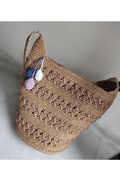 Zeynep Keskin Design Τσάντα ώμου από ψάθινη πλεξούδα