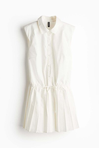 H&M Pleated-skirt shoulder-pad dress