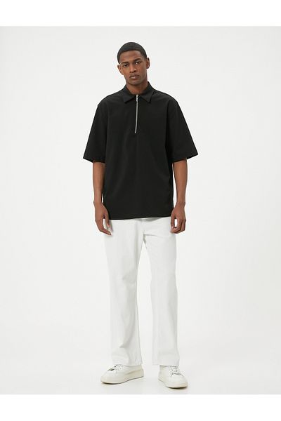 Koton Half Zip - κοντό μανίκι πουκάμισο με κανονική εφαρμογή