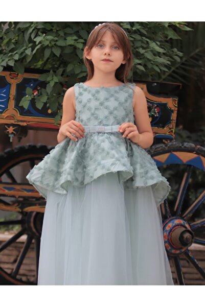 MİSS RAİN Βραδινό φόρεμα με φιόγκο από τούλι με λεπτομέρεια κεντήματος