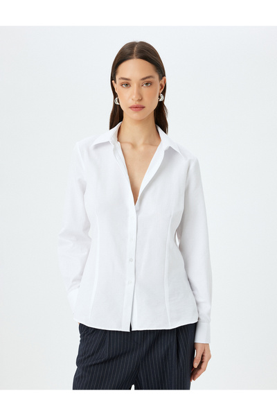 Koton Cămașă clasică din popelin cu mânecă lungă