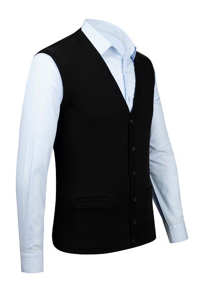 Çizgi Triko Stripe Knitwear Ανδρικό γιλέκο με λαιμόκοψη V με κουμπιά με μοτίβο από ατσάλι πλεκτό κλασικό καλούπι -4241LB