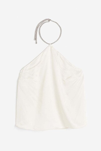 H&M Rhinestone-strap halterneck top