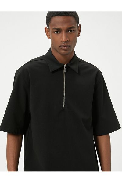 Koton Half Zip - κοντό μανίκι πουκάμισο με κανονική εφαρμογή