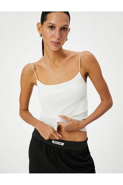 Koton Basic-Tanktop mit eckigem Kragen und dünnen Trägern und Kordelzug