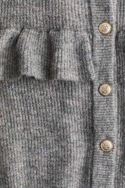H&M Frill-trimmed rib-knit cardigan