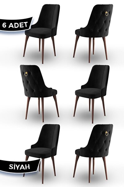 Canisa Concept Enoa Serisi, 1.sınıf Babyface Kumaş, 6 Adet Siyah Sandalye Gol...