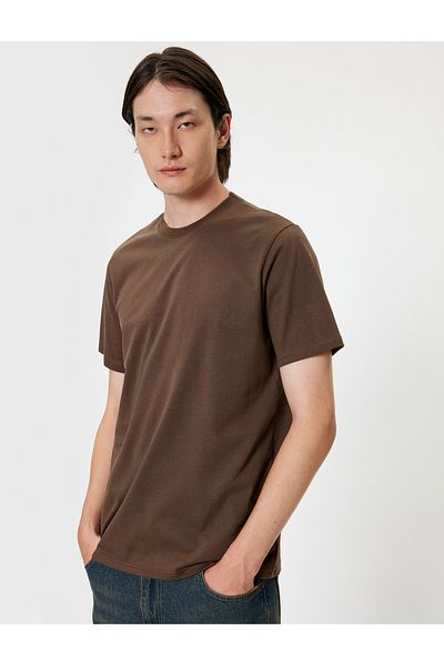 Koton Basic-Kurzarm-T-Shirt aus Baumwolle mit Rundhalsausschnitt