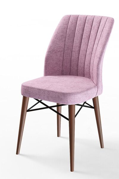 Canisa Concept Flex Serisi 1 Adet Gürgen Ceviz Ayaklı Pembe Sandalye