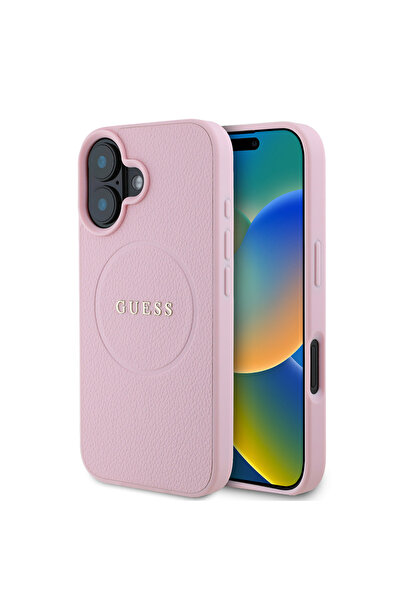 Guess iPhone 16 Uyumlu Kılıf Guess  Lisanslı Magsafe Şarj Özellikli Yazı Logo...