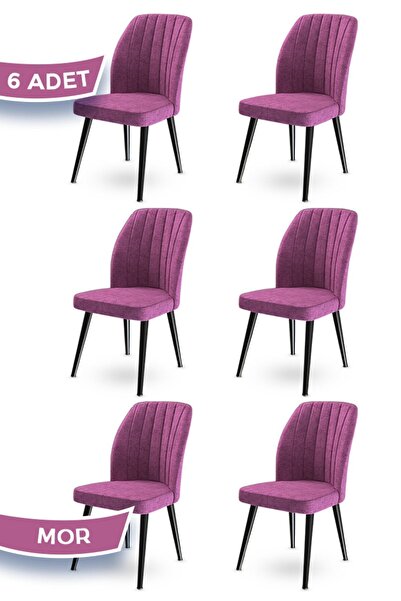 Canisa Concept Platinum Serisi Geniş Oturum Alanlı 6 Adet Sandalye / Renk Mor...