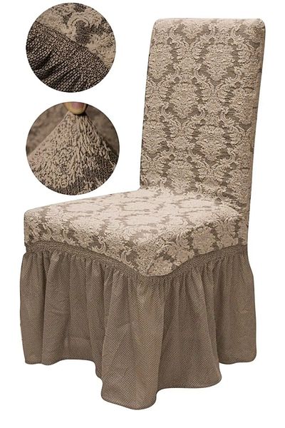 kanway Κάλυμμα καρέκλας Λουκέτο 1 τμχ Jacquard Ottoman Pattern - Με φούστα, ελαστικό και πλένεται