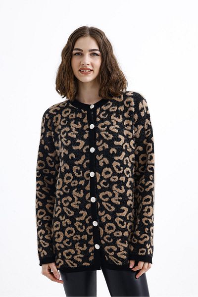 Fox Life Kids Cardigan lung cu imprimeu leopard pentru damă