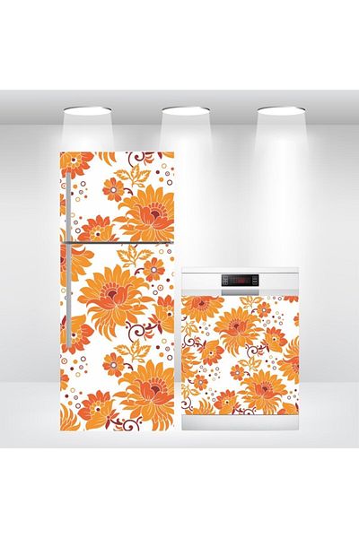 Bigaimaj Autocolant pentru ușă pentru frigider și mașină de spălat vase cu model floral - folie autoadezivă