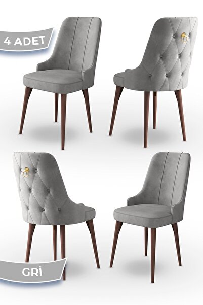 Canisa Concept Enoaserisi, 1.sınıf Babyface Kumaş, 4 Adet Gri Sandalye Gold H...