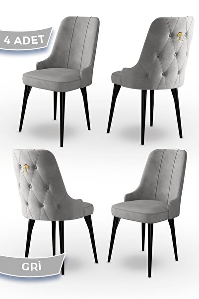 Canisa Concept Enoa Serisi, 1.sınıf Babyface Kumaş , 4 Adet Gri Sandalye Gold...