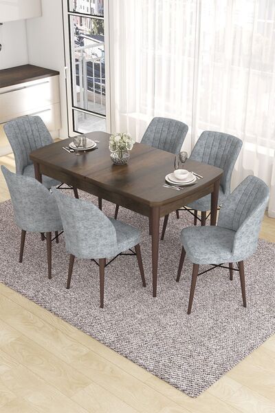 Canisa Concept Eva Serisi 80x132 Açılabilir MDF Mutfak Masası Takımı Barok De...