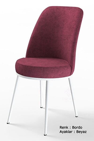 Canisa Kor Serisi 70x114 Açılabilir Mutfak Masası Takımı Beyaz Masa 4 Bordo Sandalye
