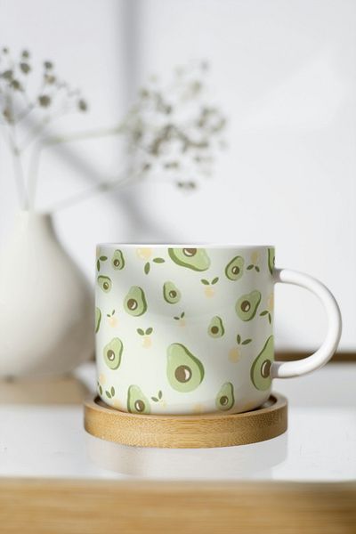 EYBaskı Tasarım White Porcelain Patterned Nescafe Cup