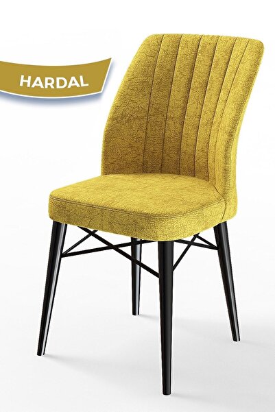 Canisa Flex Serisi, Üst Kalite Mutfak Sandalyesi, Hardal Sandalye, Gürgen Siy...