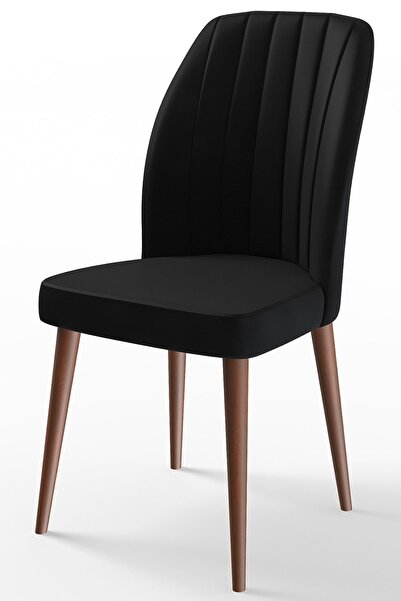 Canisa Concept Etra Serisi Siyah Sandalye Ceviz Gürgen Ayak