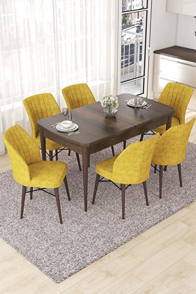 Canisa Concept Nef Serisi 70x114 Açılabilir Mdf Barok Ahşap Desen Masa Takımı...