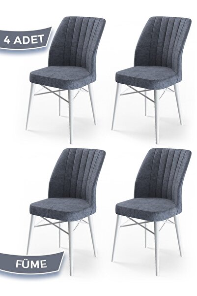 Canisa Flex Serisi, Üst Kalite Mutfak Sandalyesi, 4 Adet Füme Sandalye, Gürge...