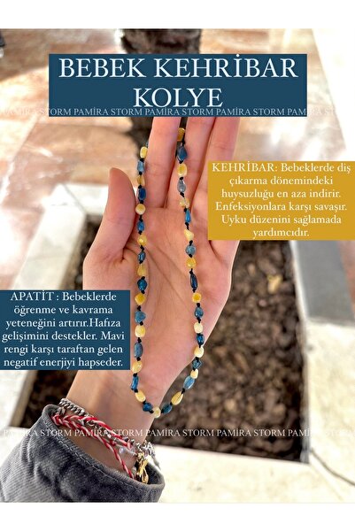PAMİRA STORM KEHRİBAR,APATİT KOLYESİ ERKEK BEBEK KOLYESİ