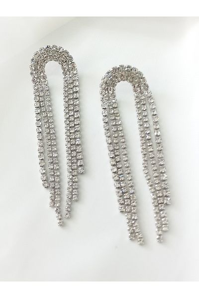İPAR AKSESUAR Zircon Pendant Metal Silver Earring