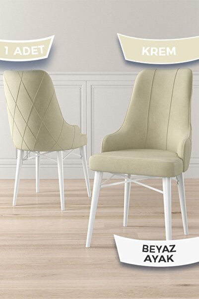 Canisa Concept Neta Serisi, 1.sınıf Babyface Kumaş Krem Sandalye, Beyaz Gürge...