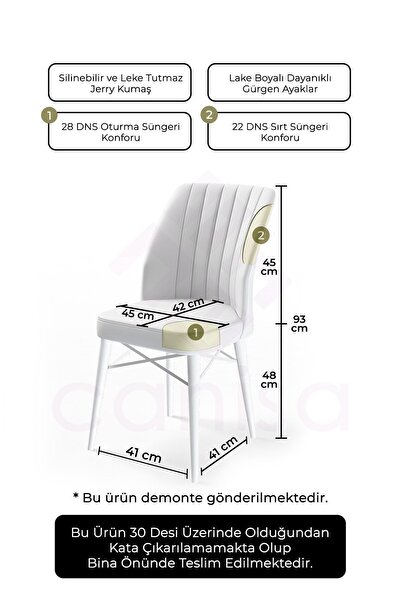 Canisa Concept Flex Serisi, Füme Sandalye, Ceviz Gürgen Ayaklı 4 Adet Sandalye