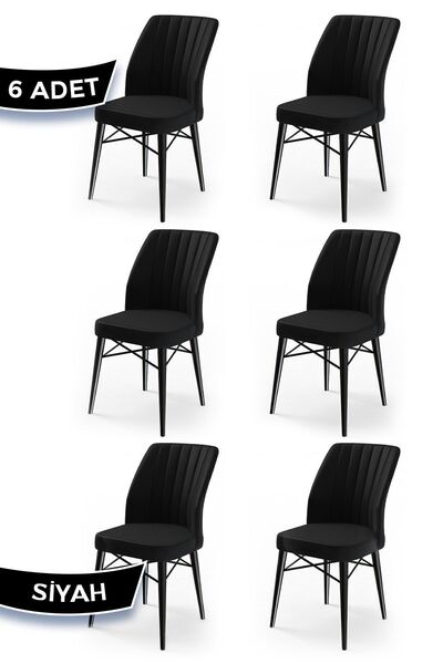 Canisa Concept Flex Serisi, Siyah Sandalye , Siyah Gürgen Ayaklı 1.sınıf 6 Ad...