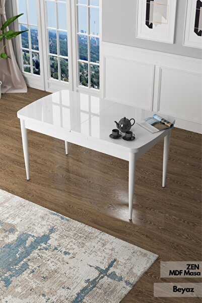 Canisa Concept Zen Serisi 80x132 Mdf Açılabilir Beyaz Mutfak Masası