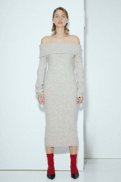 H&M Rib-knit off-the-shoulder dress