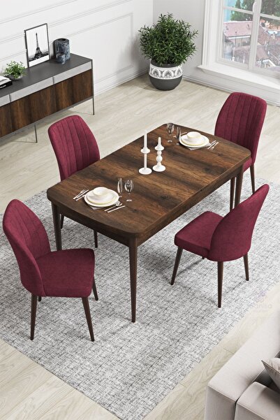 Canisa Concept Rio Serisi 80x132 Açılabilir Mdf Mutfak Masası Takımı Barok De...