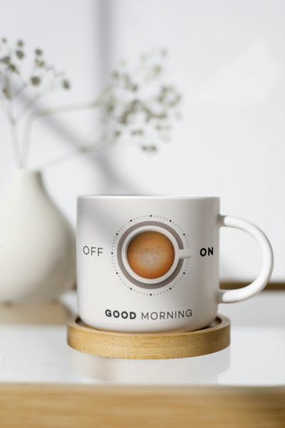 EYBaskı Tasarım كوب نسكافيه منقوش باللون الأبيض