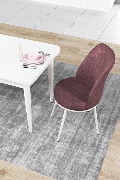 Canisa Concept Nil Serisi 70x110 Sabit Mutfak Masası Takımı Beyaz Masa 4 Gül Kurusu Sandalye